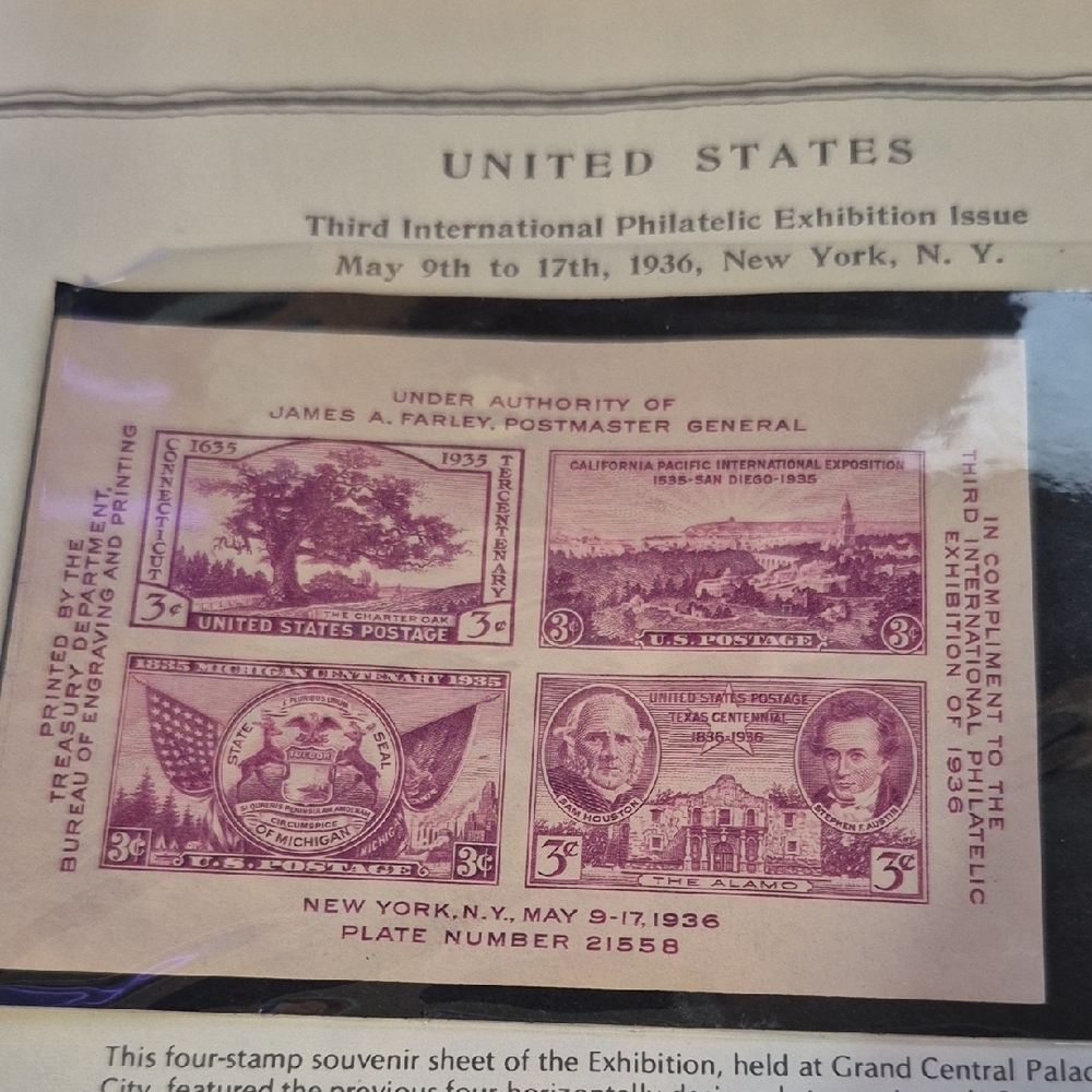 United States Philatelic Exhibition Souvenir Stamp Sheet - Purple